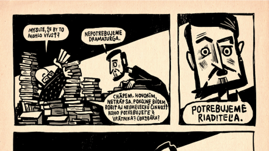 Skica zobrazujúca proces tvorby komiksu...