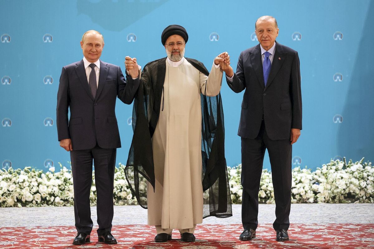 Irán, Rusko, Turecko, Raísí, Putin, Erdogan,