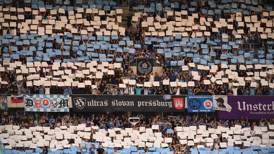 Slovan's fans performed before kick-off...