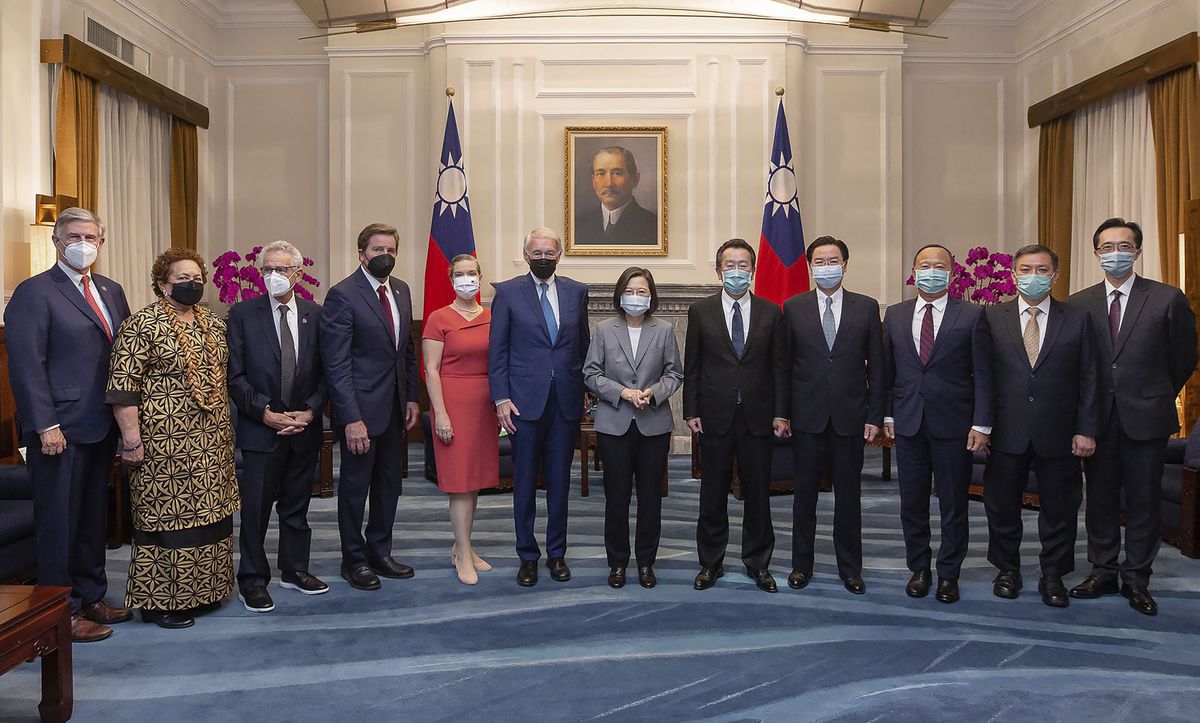 Taiwanská prezidentka Cchaj Jing-wen...