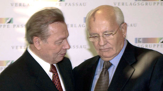 Slovak President Rudolf Schuster (left) during...