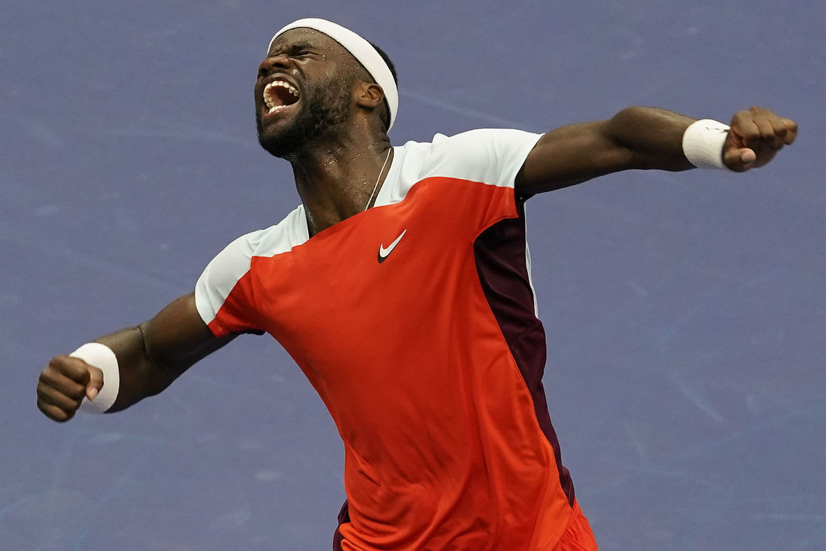 Frances Tiafoe po dosiahnutí životného výsledku.