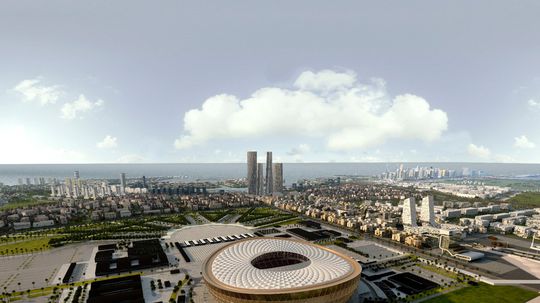 Stade Lusail, capitale Doha en arrière-plan.