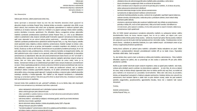 Otvorený list zamestnancov Letiska Poprad...