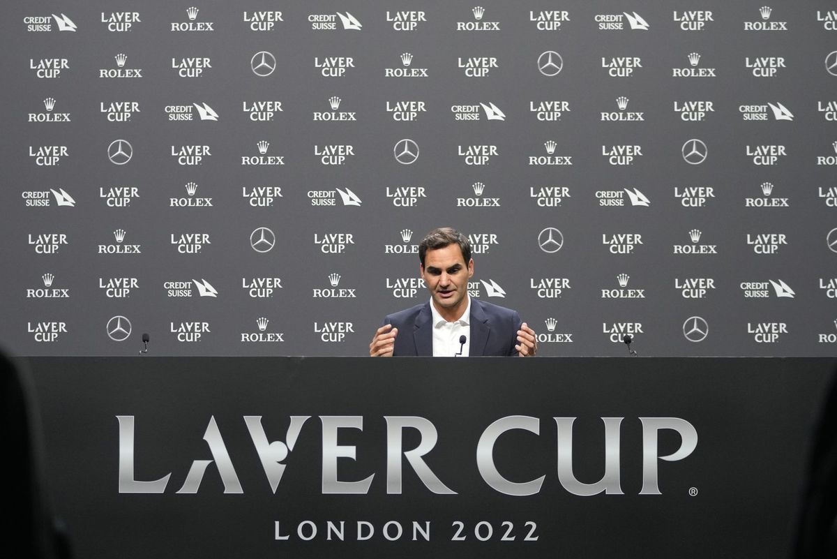 Roger Federer na tlačovej konferencii pred...