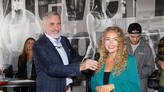 jJan Čenský a Lucie Vondráčková počas krstu...