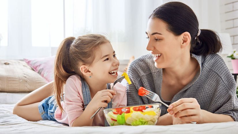 žena, dieťa, zdravá strava