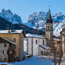 Forni di Sopra, Dolomity, Alpy, Taliansko, sneh, lyžovačka, zima, dovolenka