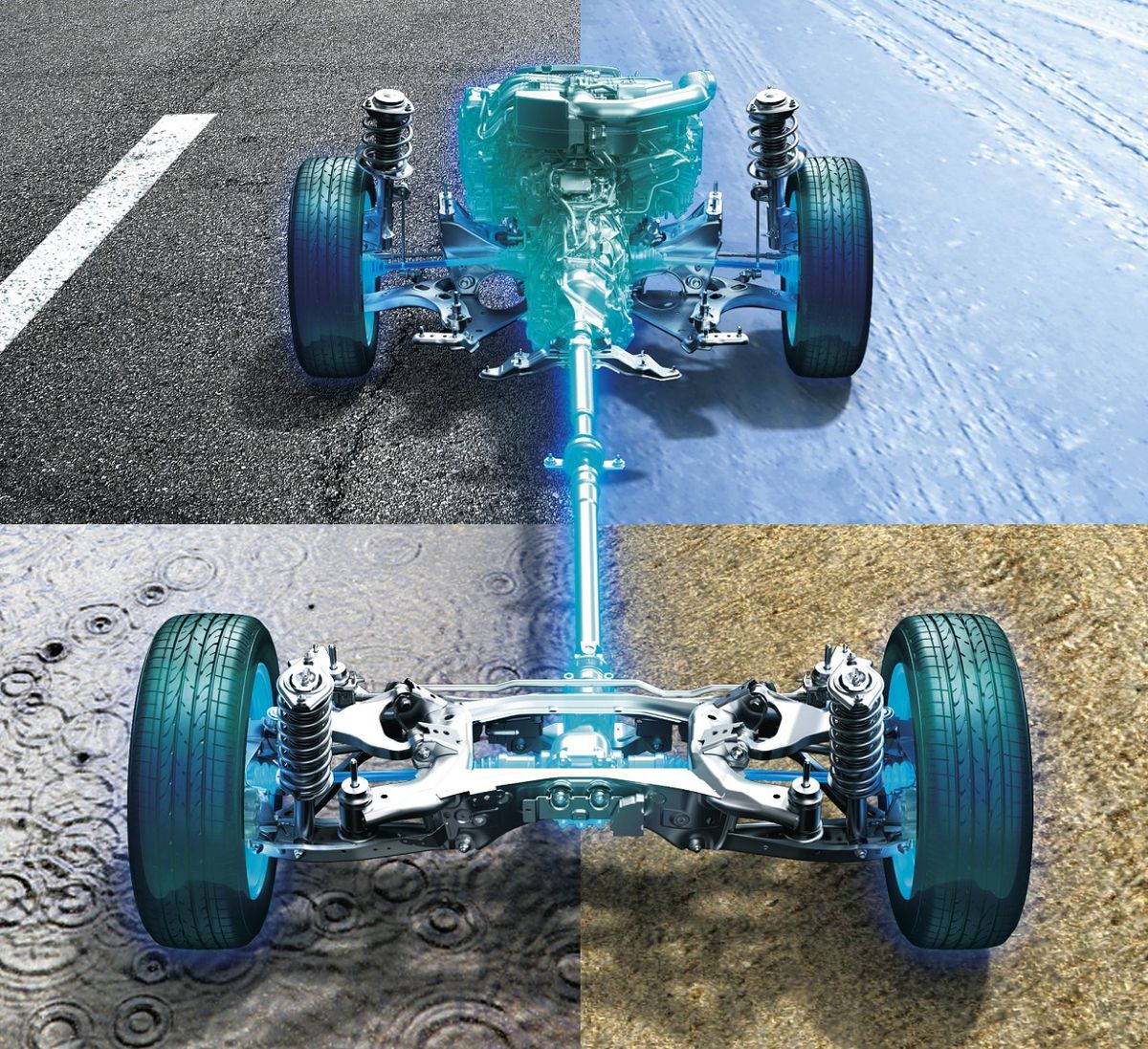 Svoj názov Symmetrical AWD získal systém vďaka...