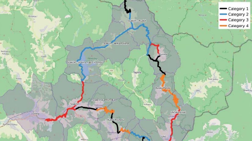 Navrhovaná trasa Poloniny Trail.