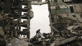 Rusko, Ukrajina, vojenský konflikt, dôsledky vojny, ruiny. zničené mesto