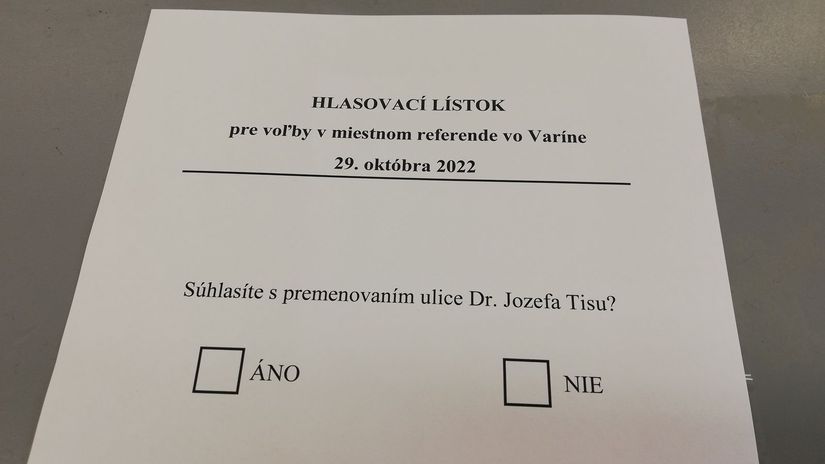 Referendový lístok s otázkou o zmene názvu...