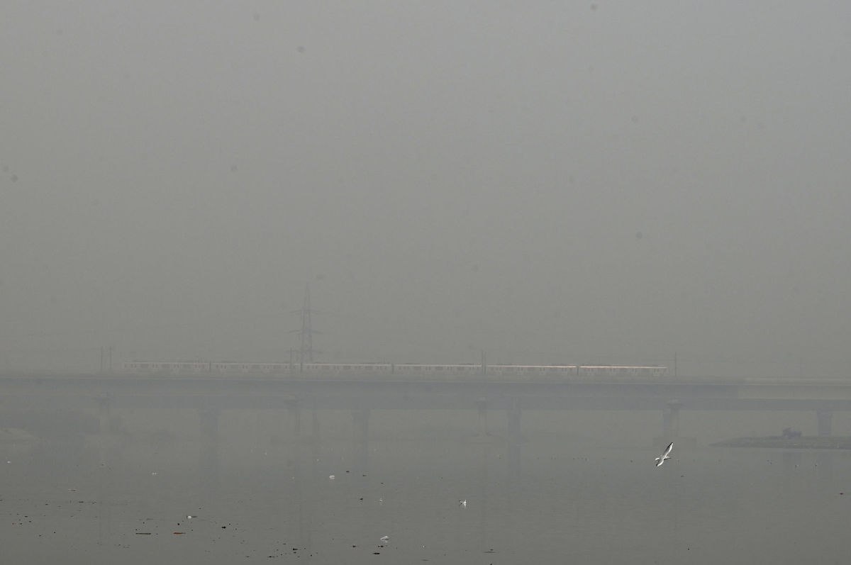 India, vlak, hmla, znečistenie