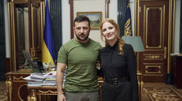 Volodymyr Zelenskyj a americká herečka Jessica Chastain