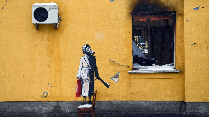 Banksy maľba Ukrajina Hostomel