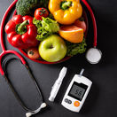 ovocie, zelenina, potraviny, stetoskop, cukrovka