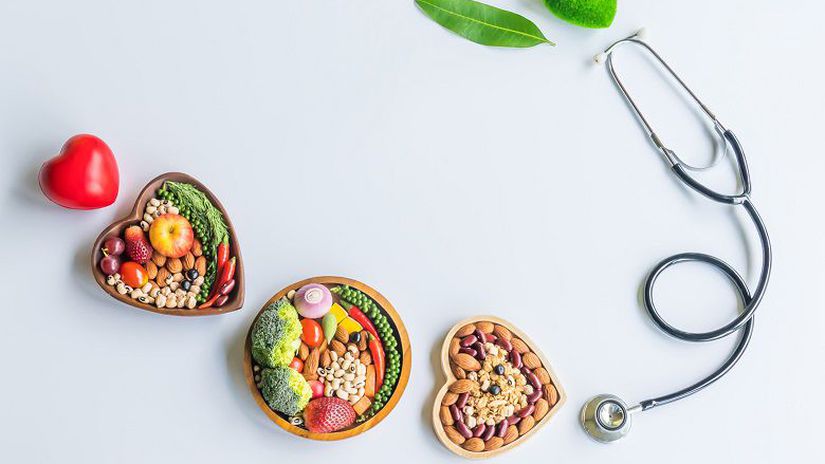stetoskop, ovocie, zelenina, zdravá strava