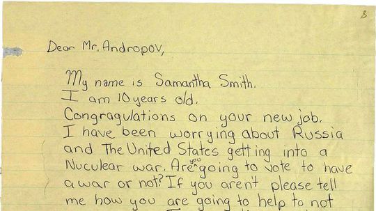 List, ktorý v novembri 1982 zaslala Samantha...