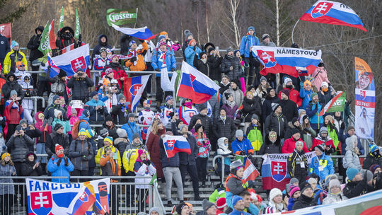 Slovak fans during the giant slalom...