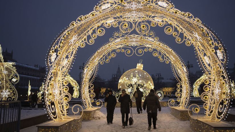 Rusko Moskva Výzdoba Nový Rok Príprava