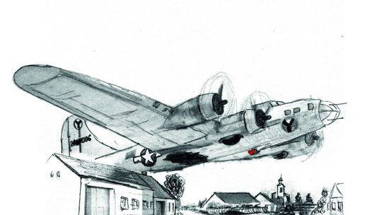 Boeing havária. Ilustrácia Antona Gútha ku...