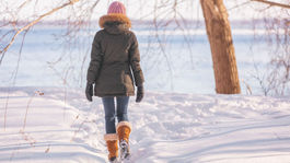 kroky, žena, zima, prechádzka, šport, príroda