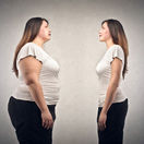 obezita, nadváha, žena, zrkadlo, odraz, protipól