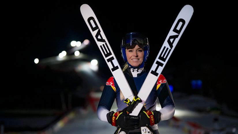 Lindsey Vonnová pred svojou jazdou na...