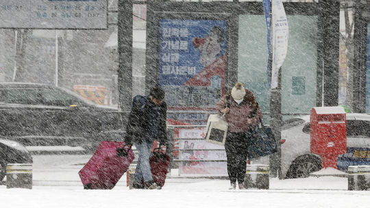 Sneženie v juhokórejskom Gwangju.