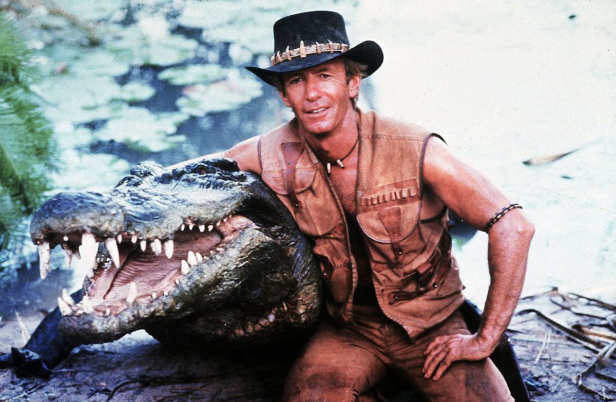 Paul Hogan na zábere z filmu Krokodíl Dundee