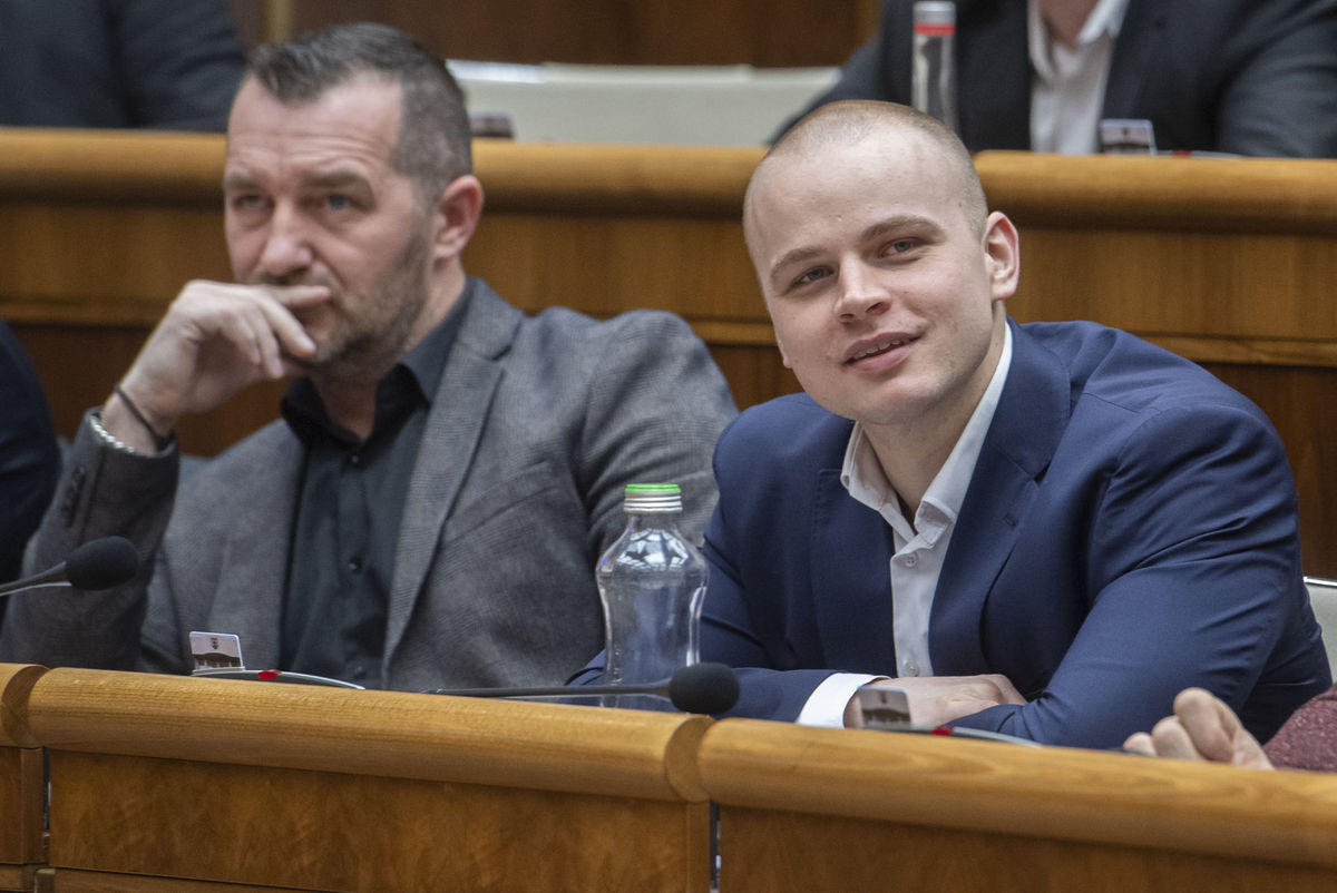 Na snímke nezaradení poslanci NRSR sprava Mlan...