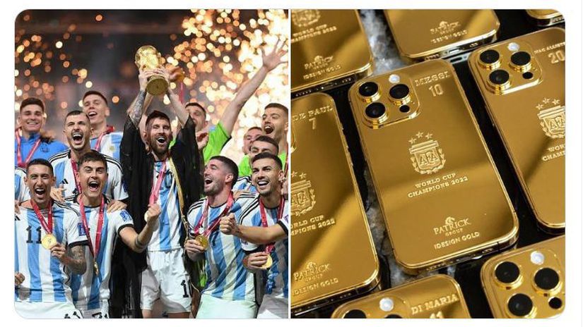 Lionel Messi po triumfe na MS a zlaté iPhony.