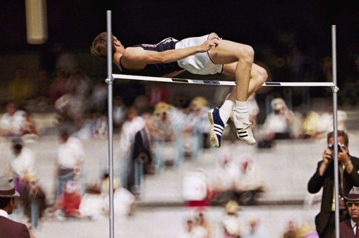 Dick Fosbury na olympiáde v Mexiku 1968.
