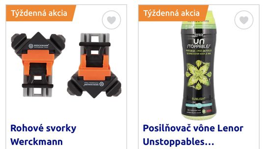Rohové svorky - 2,99 €. Posilňovač vône - 4,99 €. 