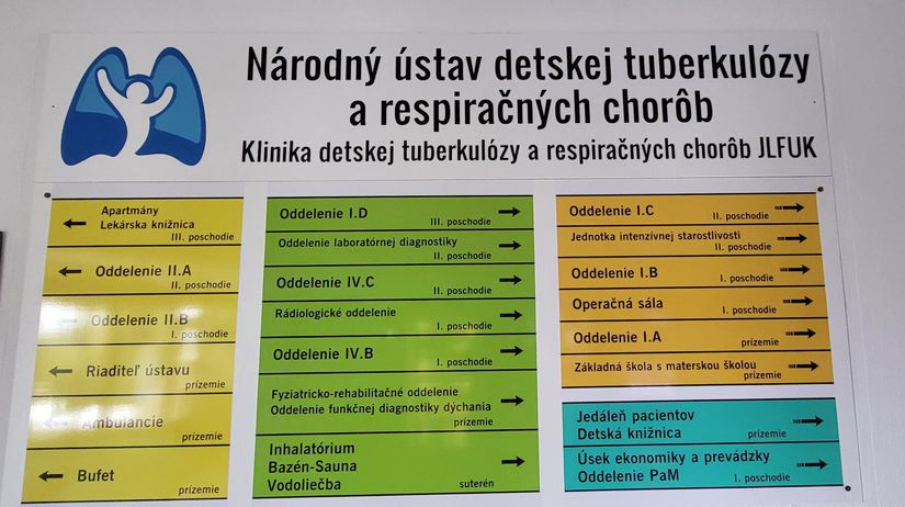 Tabuľa pri vstupe do ústavu.