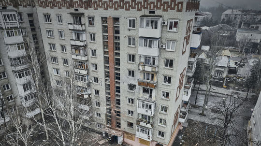 Letecký pohľad na Bachmut, miesto ťažkých bojov...