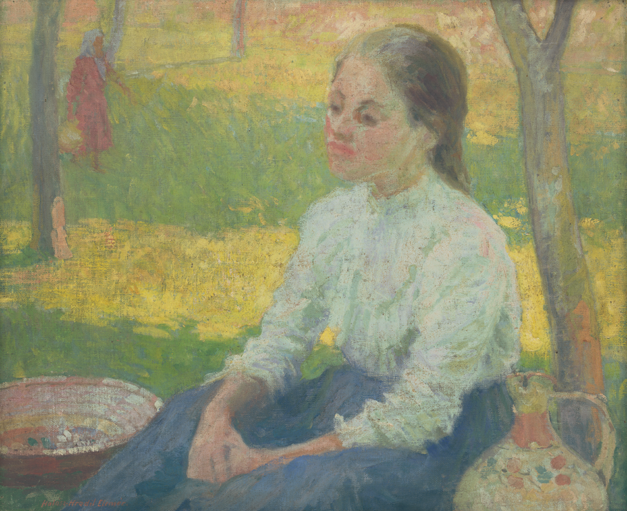 Elemír Halász-Hradil – Sedliacke dievča v záhrade