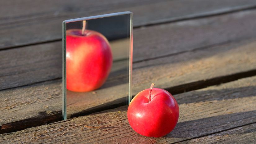 jablko, zrkadlo, jablká, veľkosť, ovocie