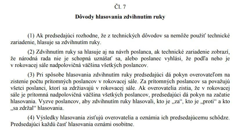 Pravidlá hlasovania rukami