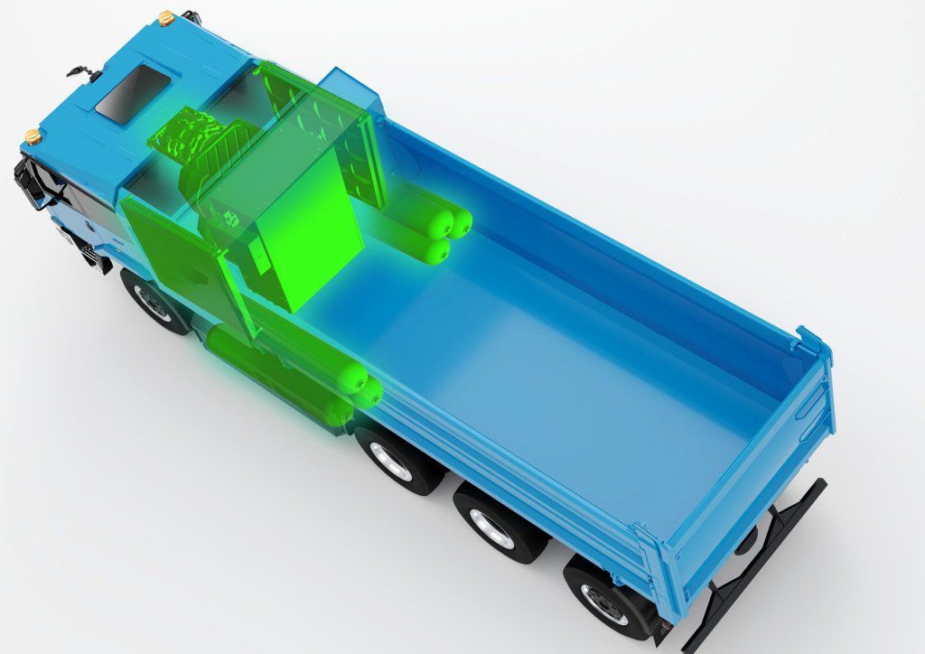 Palivové články a šesť nádrží na 30 kg vodíka...