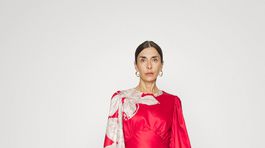 Červené hodvábne vzorované šaty By Malina,...