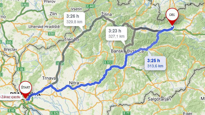 A toto bola naša trasa. Nakoniec merala 318 km...