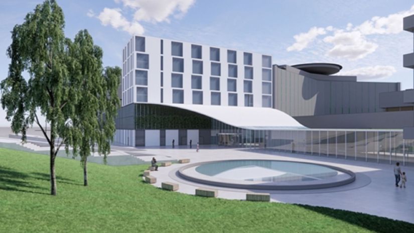 Takto by mala vyzerať časť s budovou...