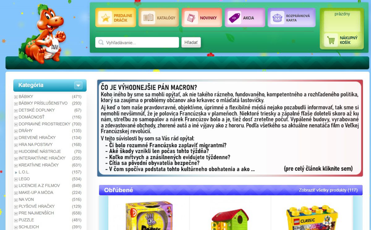 Fotka z titulnej strany webu Dráčika.