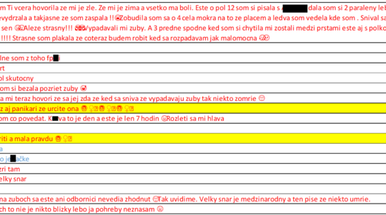 Komunikácia Kočnera (modrým) a Zsuzsovej zo dňa...