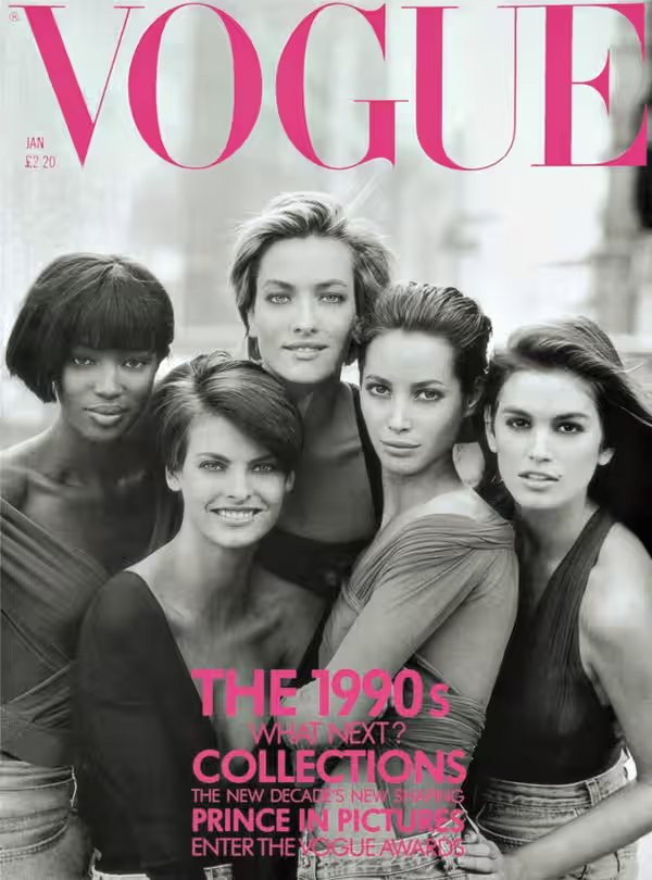 Slávne modelky na ikonickej titulke Vogue z 90....