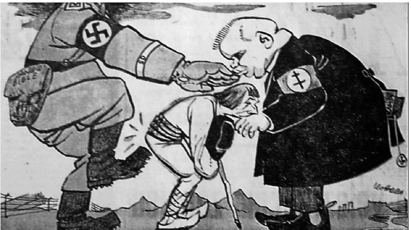 Tiso - služobník nacistov, dobová karikatúra