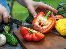 paprika, krájanie zeleniny