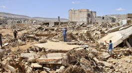 Líbya, záplavy, ruiny