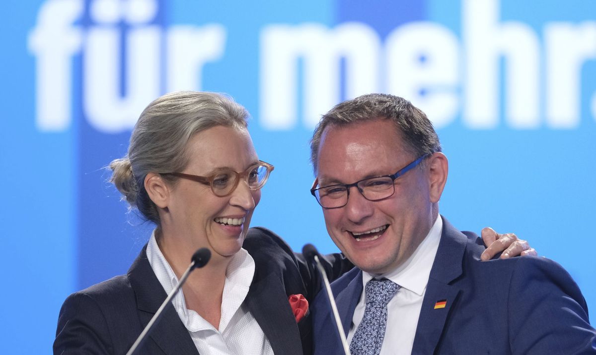 AfD co-chairs Alice Weidelová and Tino...